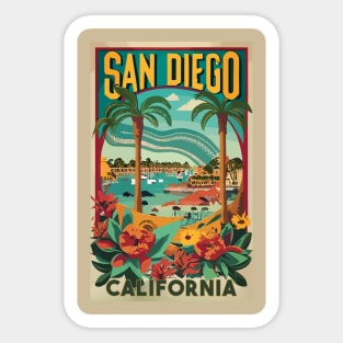 A Vintage Travel Art of San Diego - California - US Sticker